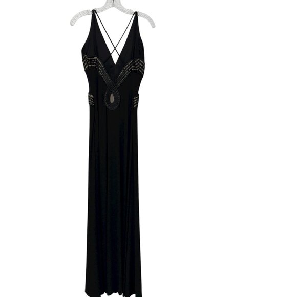 Morrell Maxie Women's Spaghetti Strap Black Maxi Prom Dress Size 4 - Picture 2 of 10